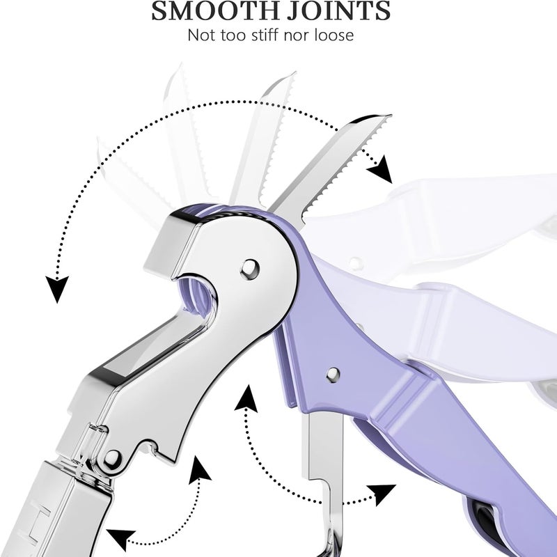 HYZ 2-Pack Wine Opener Waiter Corkscrew, Professional Wine Key for Servers, Bartender with Foil Cutter, Manual Wine Bottle Opener Double Hinged (Lavender) - Image 3